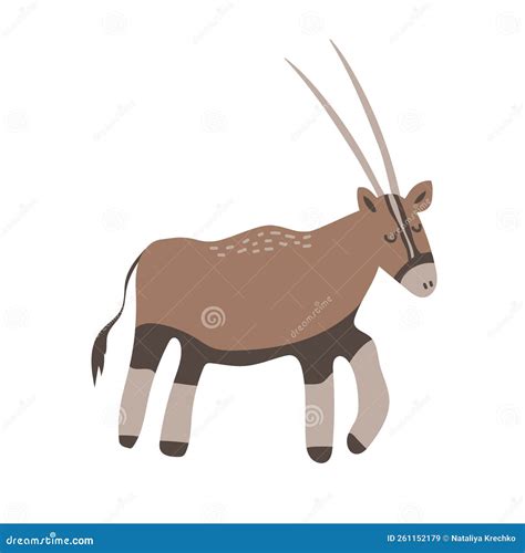 Oryx Antelope Vector Illustration Gemsbok With Long Straight Horns