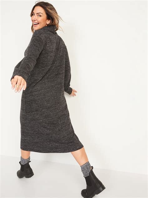 Long Sleeve Turtleneck Midi Sweater Shift Dress For Women Old Navy