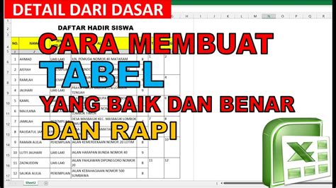 Cara Membuat Tabel Di Excel Untuk Pemula Mulai Dari Dasar Youtube