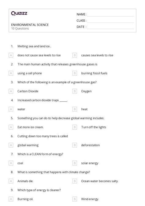 50 Environmental Science Worksheets On Quizizz Free Printable