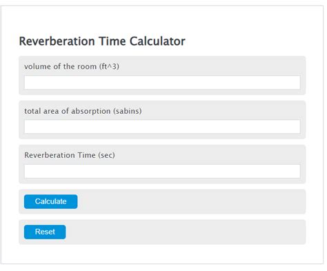 Reverberation Time Calculator - Calculator Academy