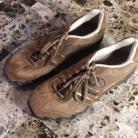 Skechers Brown Leather Sneakers Shoes Size 9 Gem