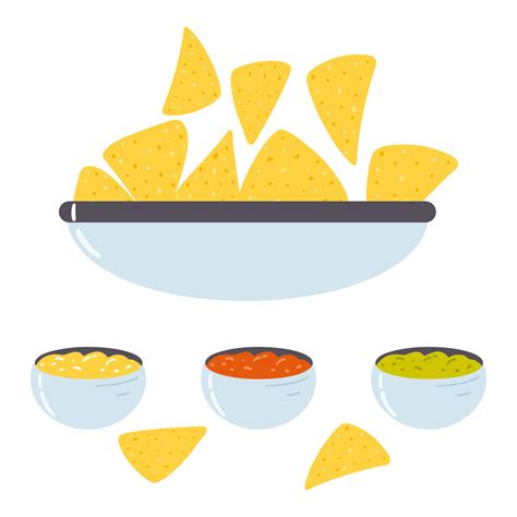 Tortilla Chips In Cartoon Flat Style Hand Drawn Vector Illustration Of