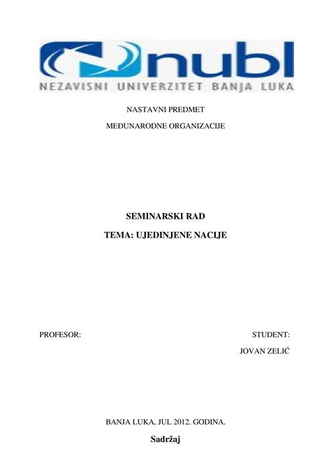 DOCX Seminarski Rad Ujedinjene Nacije Nastanak I Razvoj DOKUMEN TIPS