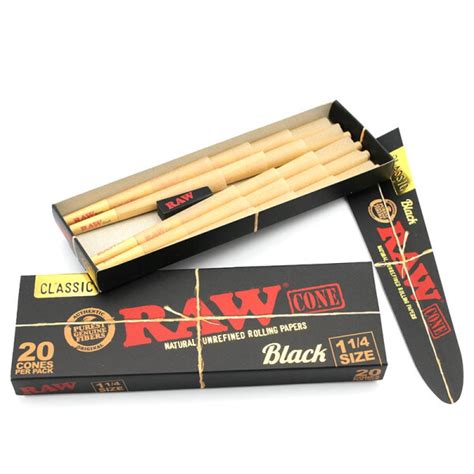 RAW Black PreRolled Cones 1 1 4 Size 20er Pack 6 99