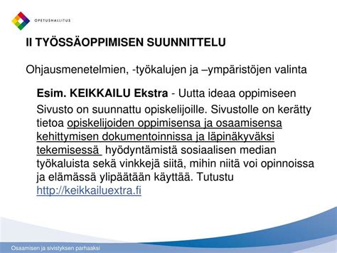 PPT TYÖPAIKALLA JÄRJESTETTÄVÄ KOULUTUS opas ammattikoulutuksen