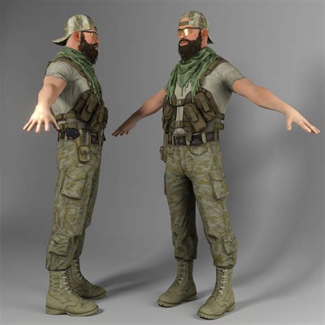 Soldier Mercenary Set 2 3d Model 149 C4d Max Fbx Obj Free3d