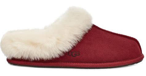 UGG Moraene Suede And Sheepskin Slipper in Red - Lyst