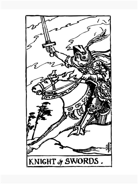 Tarot Card Knight Of Swords Black White Photographic Print For