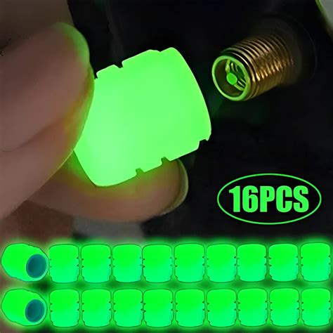 Bouchons de Valves de pneus fluorescents 16 pièces lumineux lueur