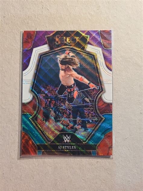 Aj Styles Wwe Panini Select Premier Level Tri Color Prizm Ebay