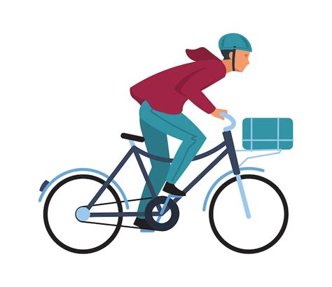 Premium Vector Cartoon Man On Bicycle Simple Character In Casual