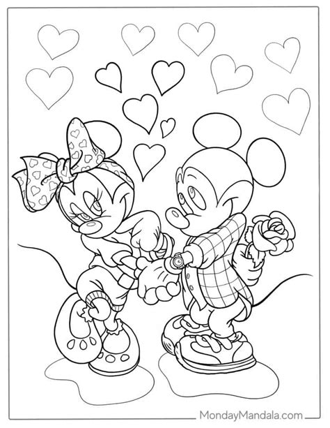 Mickey Mouse And Minnie Mouse Coloring Pages In Love