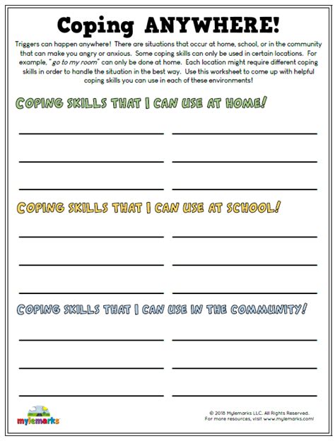 Music As A Coping Skill Worksheets