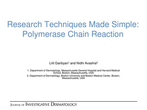 Research Techniques Made Simple Polymerase Chain Reaction Ppt Download