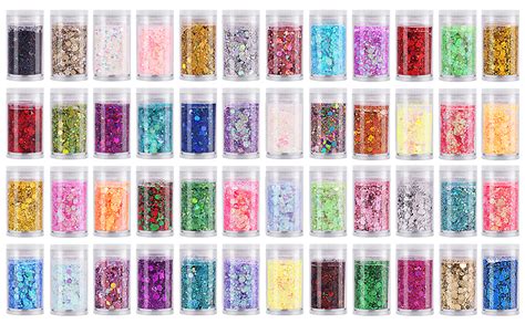 Angxilin Chunkyandfine Mixed 48 Assorted Colors Glitterholographic Chunky Glitter For