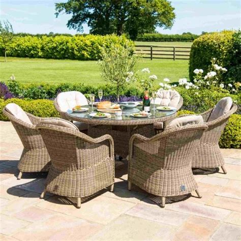 Maze Rattan Winchester Seat Round Fire Pit Dining Set Garden Street