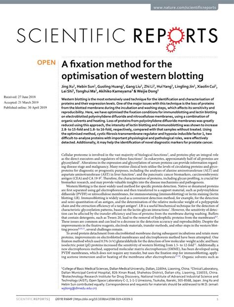 A Fixation Method For The Optimisation Of Western Blotting Docslib