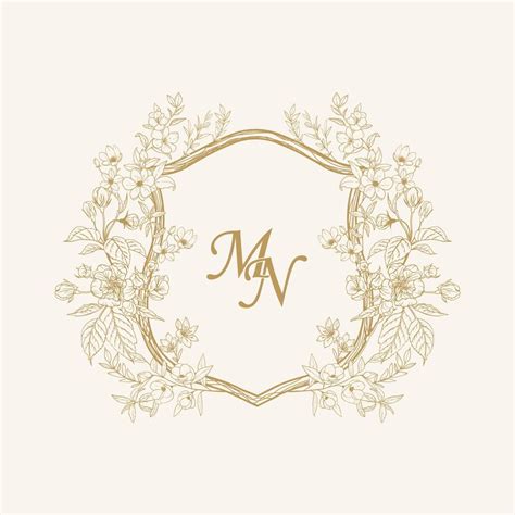 Mn Initial Wedding Monogram Logo Crest Wedding Logo Design Custom