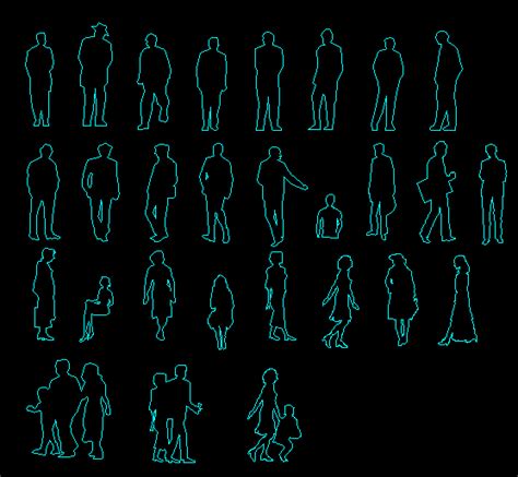 Planos De Figura Humana En DWG AUTOCAD Contornos Personas En PlanosPara