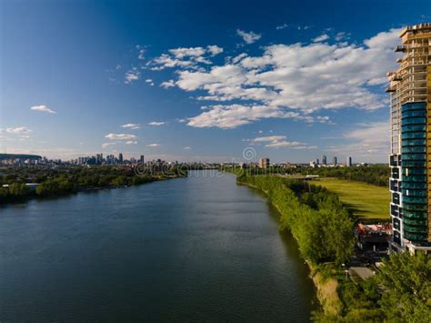 Aerial View Of Saint Lawrence River And The City Of Montreal Canada