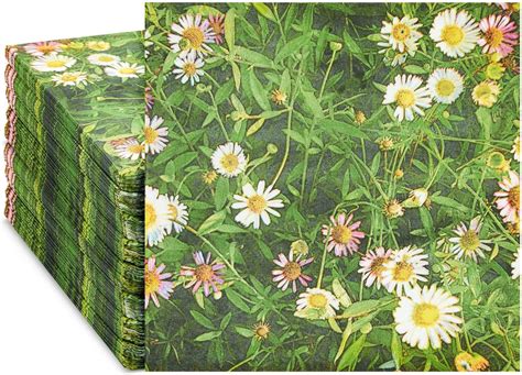 Anydesign 80pcs William Morris Floral Paper Napkins Green Wildflower Luncheon