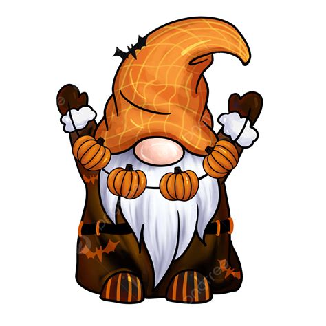 Halloween Gnome Pumpkin Bat Illustration Halloween Pumpkin Gnome Png