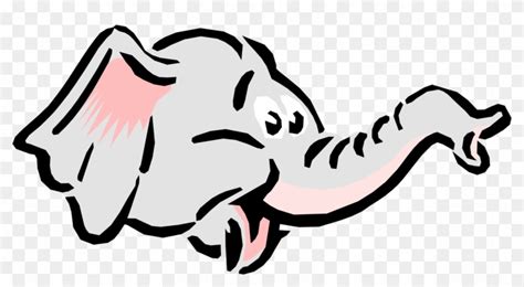 Vector Illustration Of Cartoon Elephant Head With Trunk - Vector Graphics, HD Png Download ...