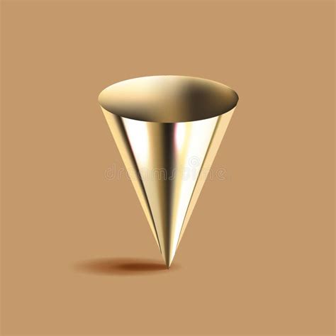 Goldener Kegel D Geometrische Form Brauner Hintergrund Glossy Metal