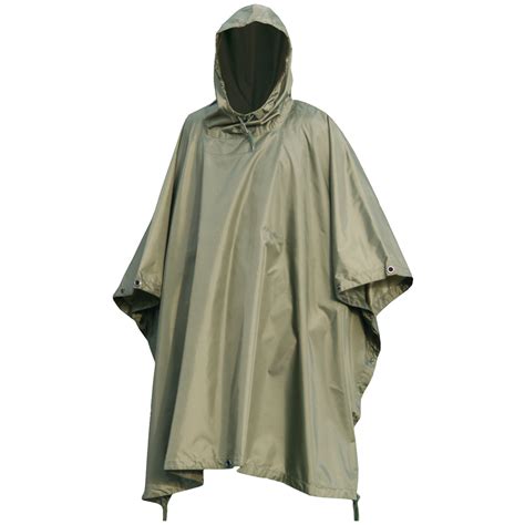 US Army Style Waterproof Ripstop Hooded Poncho Camping Festival Basha