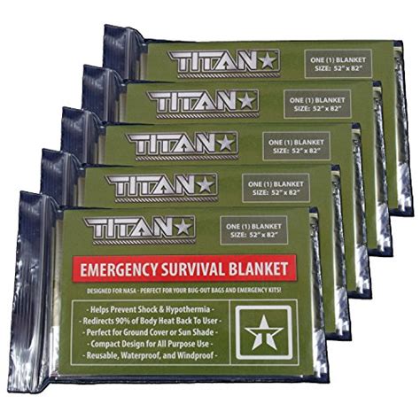 Titan Two Sided Emergency Mylar Survival Blankets 5 Pack Olive Drab Military Green