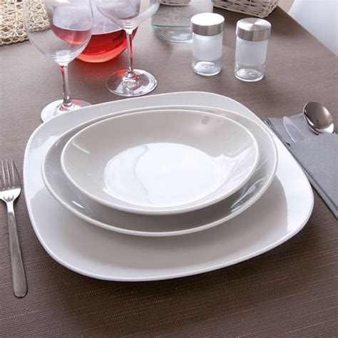 Lot De 6 Assiettes Gondoles Porcelaine Blanche L 26 Cm Tivoli