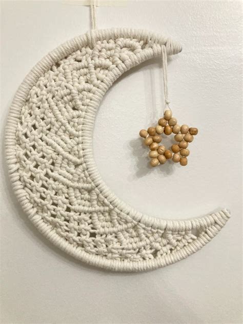 Macrame Moon Crescent Moon Handmade Moon Macrame Bedroom Etsy