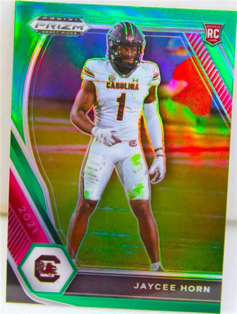 Jaycee Horn RC 2021 Prizm Draft Picks Green Prizm Refractor Rookie Card