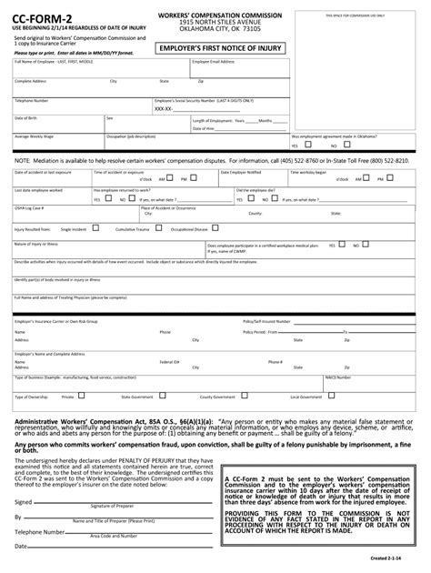 Workers Compensation Oklahoma Form Fill Out And Sign