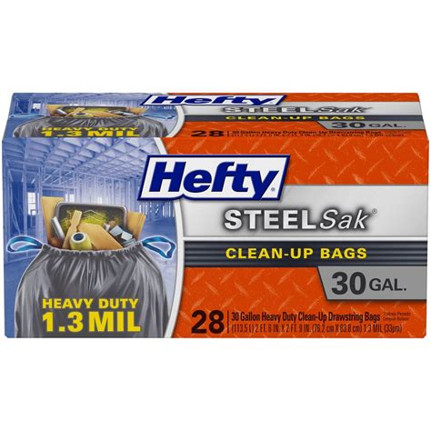 Hefty® SteelSak® Clean-Up Black Trash Bags, 30 Gallon, 28 Bags (Drawstring) - Walmart.com ...