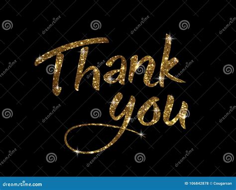 Golden Glitter Of Isolated Hand Writing Word Thank You Stock Vector