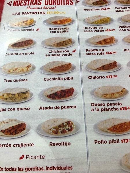 Menu At Gorditas Do A Tota Sucursal Leones Restaurant Monterrey Av