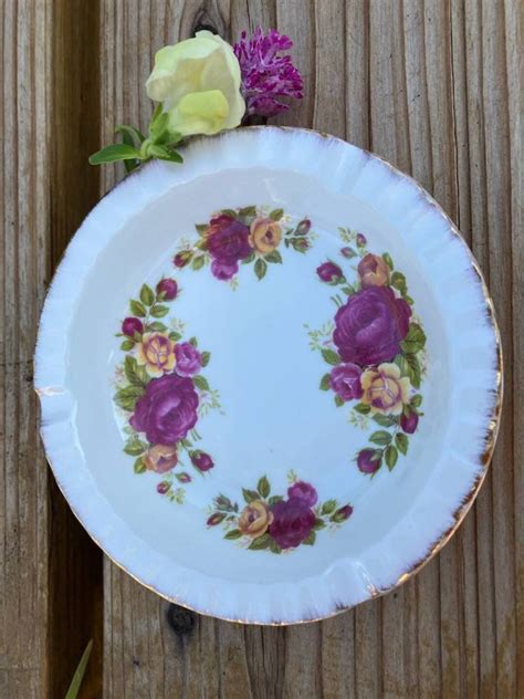 Vtg Taiwan Fine Bone China Cottage Rose Ashtray Multicolored Etsy