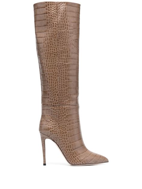 Paris Texas 105mm Crocodile Effect Leather Boots Brown FARFETCH UK