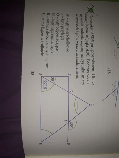 Czworok T Abde Jest Prostok Tem Oblicz Miary K T W Tr Jk Ta Abc Podczas