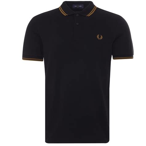 Fred Perry M3600 Twin Tipped Polo Black Dark Caramel M3600 N60 Twin