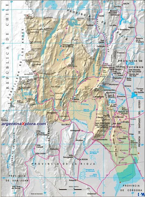 Mapa De Rutas Y Localidades De Catamarca Argentina