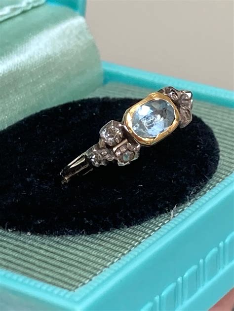 Georgian Aquamarine And Diamond Ring Etsy