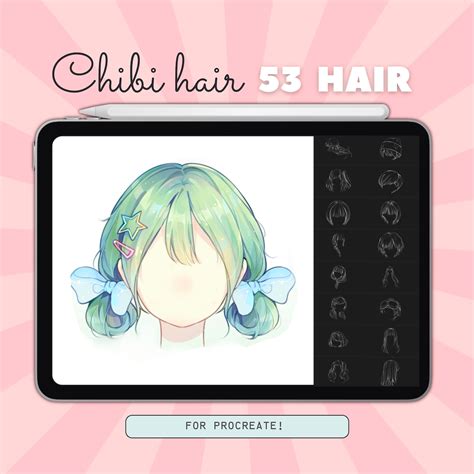 Hair Stamps Procreate Brushes Chibi Hair Brushes Straight Hair