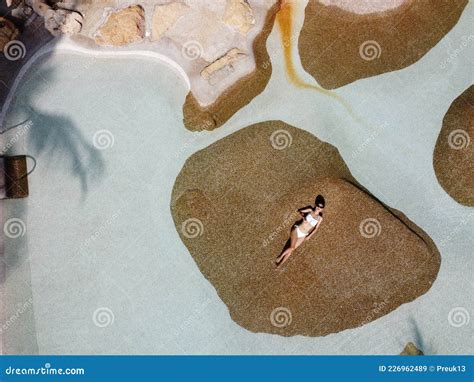Woman In A White Bikini Stock Image Image Of Swim Tropical 226962489