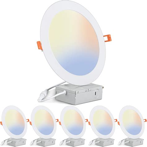 JARLSTAR 6 Pack 8 Inch 3CCT Ultra Thin LED Recessed Ceiling Light With