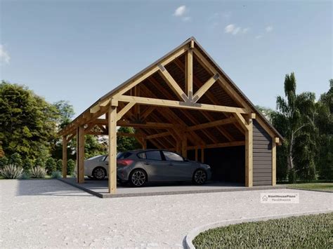 Timber Frame Carports Plan 34 X22 Wood Pavilion Blueprints EBay In