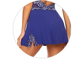 Adome Damen Dessous Negligee Sexy Babydoll Spitze Reizw Sche Nachthemd Set V Ausschnitt Lingerie