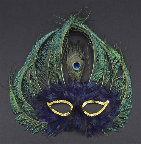 Peacock Feather Masquerade Mask Coxeer Venetian Mask Mardi Gras Mask